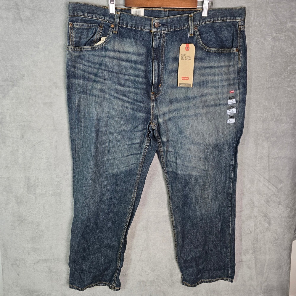 Levis 559 Relaxed Straight Mens Jeans 44x30 Dark Wash Blue Denim 00559-0463 NEW